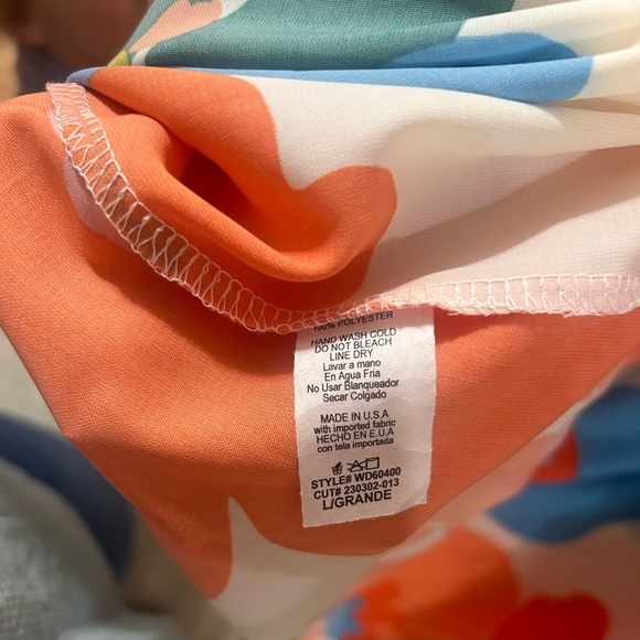 Orange and Blue Maxi Dress with Square Neck-women’s size large - Picture 3 of 4